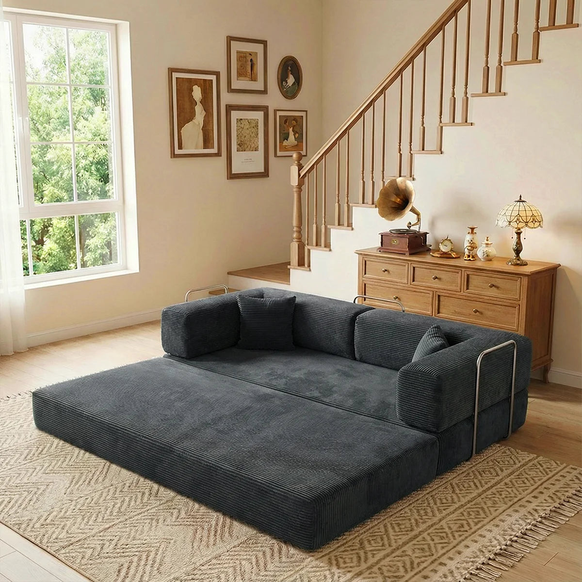 YQzyphyna Futon Sofa Bed 4In1 Convertible Loveseat