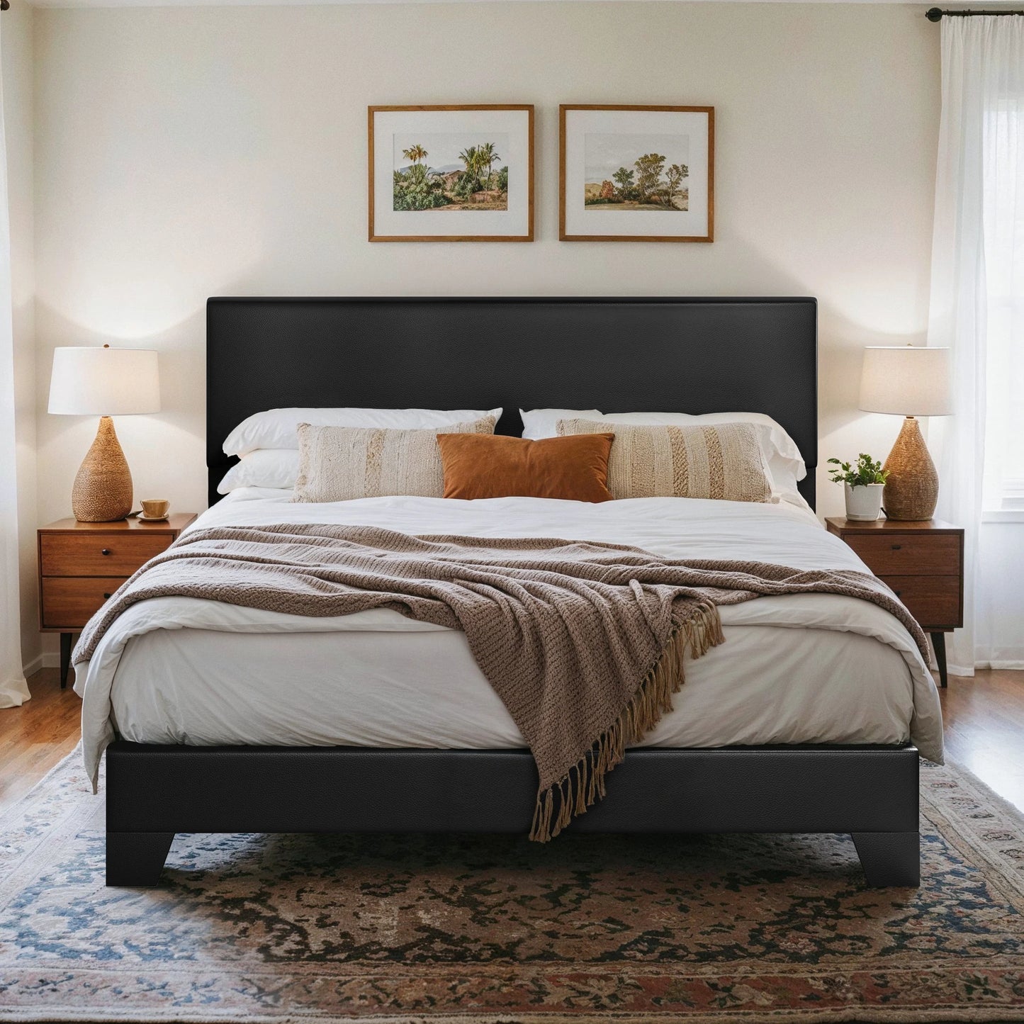 HOOMIC Upholstered Bed Frame With Adjustable Headboard Noise Free