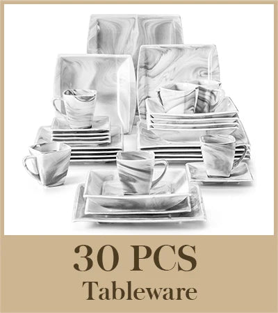 MALACASA Porcelain Dinnerware Set Includes Plates Cups Saucers For 12