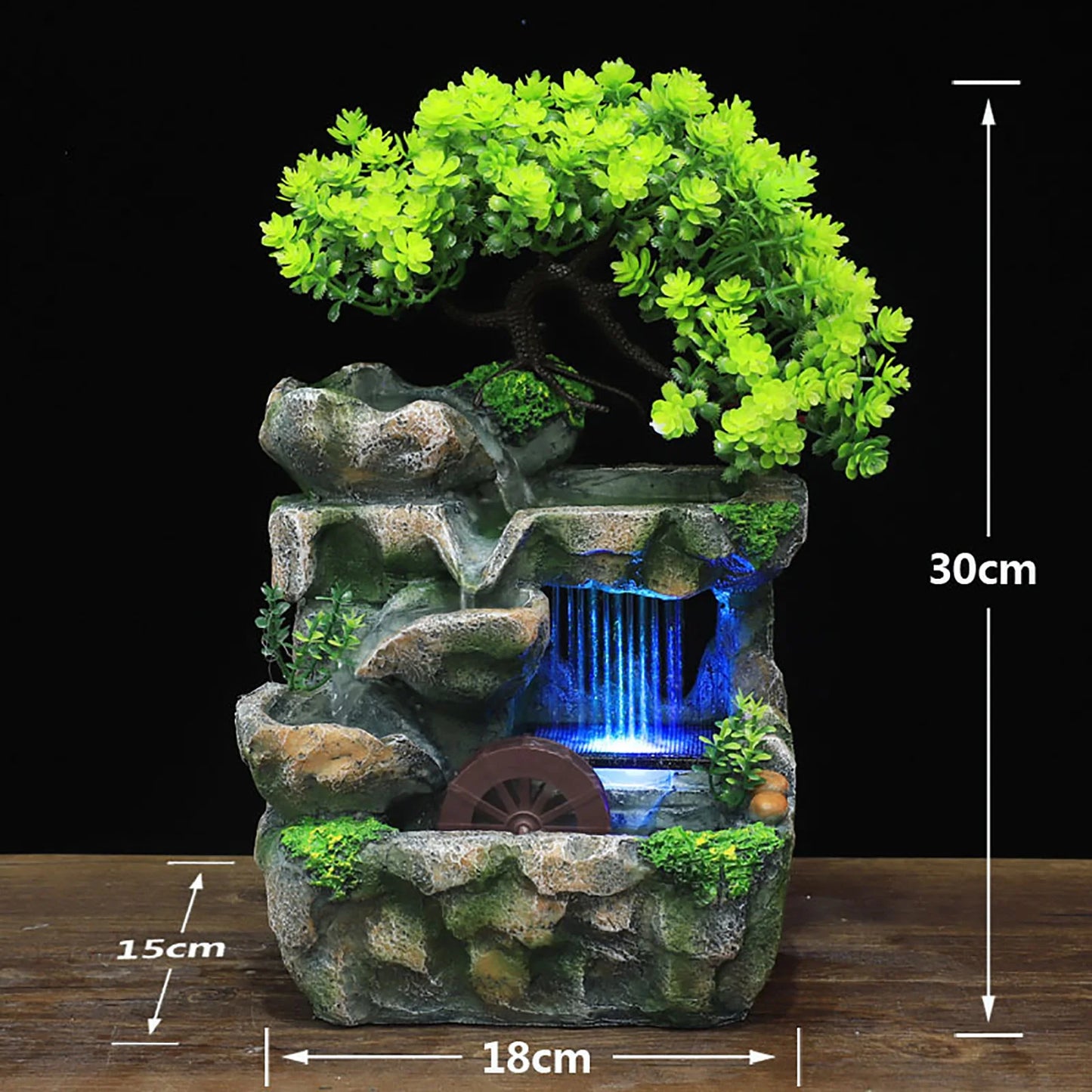 Indoor Water Fountain With LED Lights Zen Decor Desktop