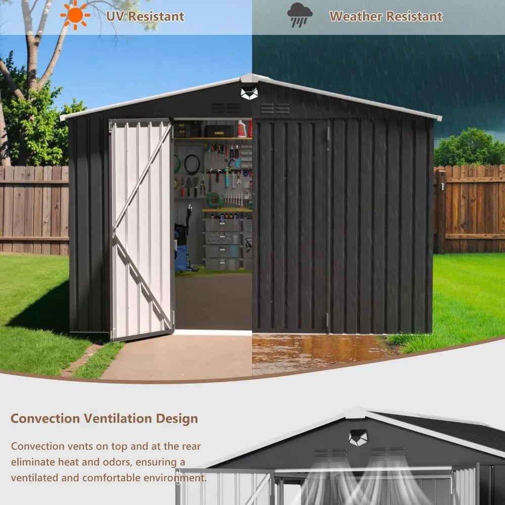 Softkiss World Metal Outdoor Storage Shed With Lockable Doors