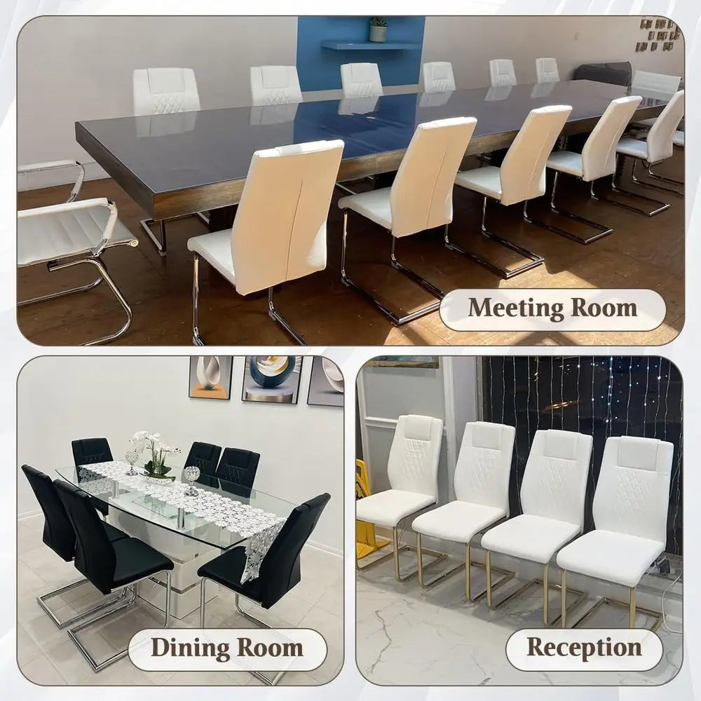 Dining Chairs High Back Waterproof Leather Upholstered Wood Frame