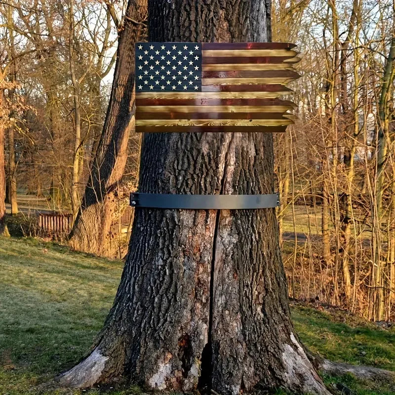 American Wavy Flag Wooden Decoration For Home, Cafes, Restaurants, Bars