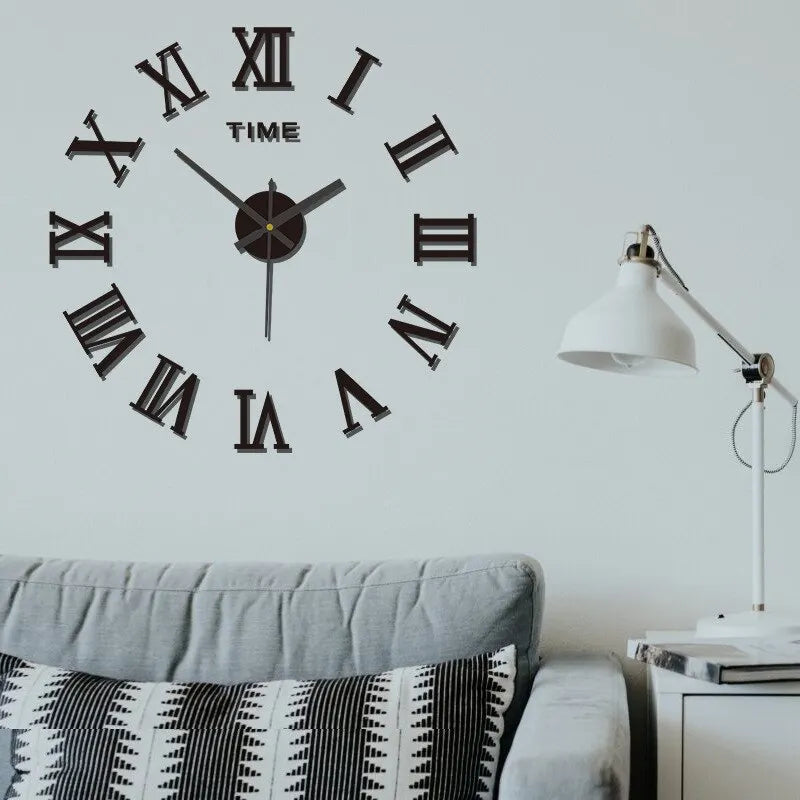 3D Acrylic Digital Wall Clock Roman Numerals Design Mirror
