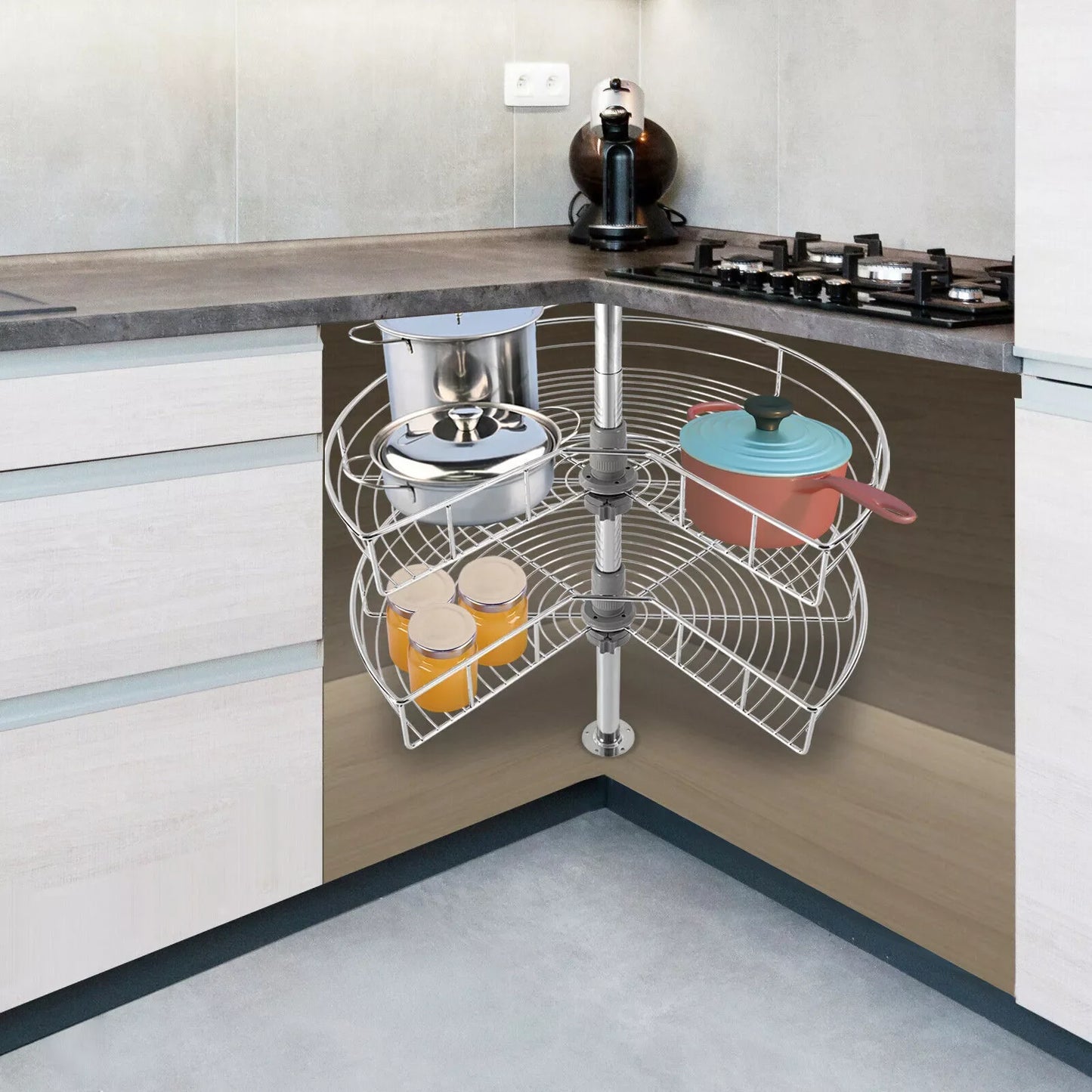 Iron Corner Cabinet Lazy Susan Organizer For Kitchen Base