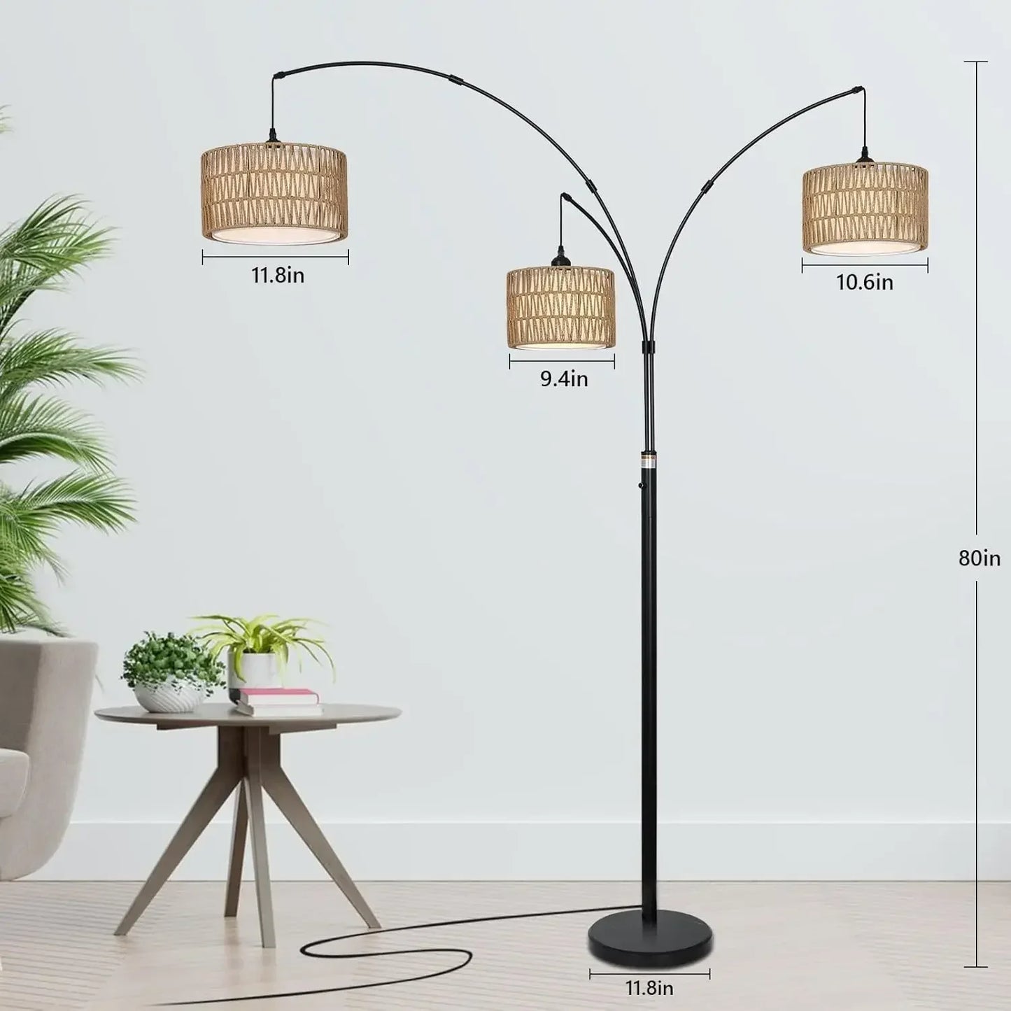 Arc Floor Lamp for Living Room Boho Industrial Style