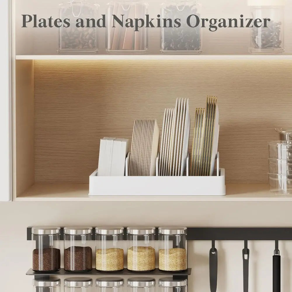 Kitchen Cabinet Organizer With 6 Adjustable Dividers And 7 Sections
