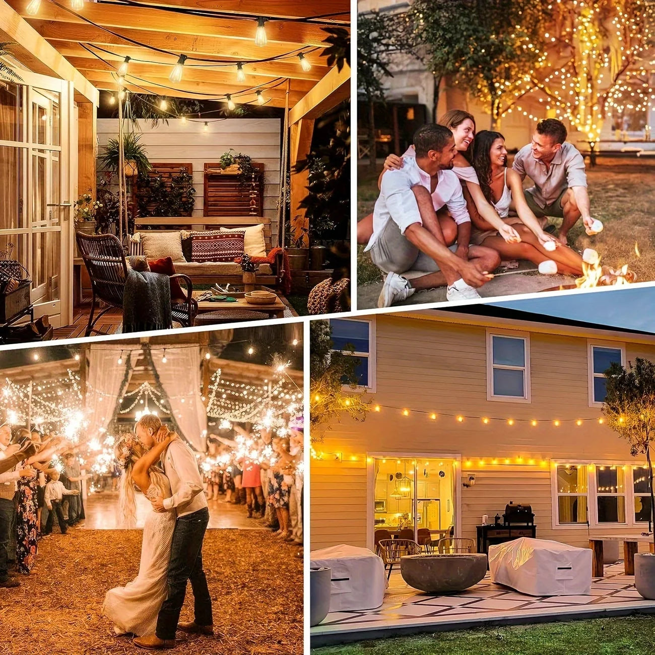 Solar String Lights With Remote Outdoor Patio Waterproof