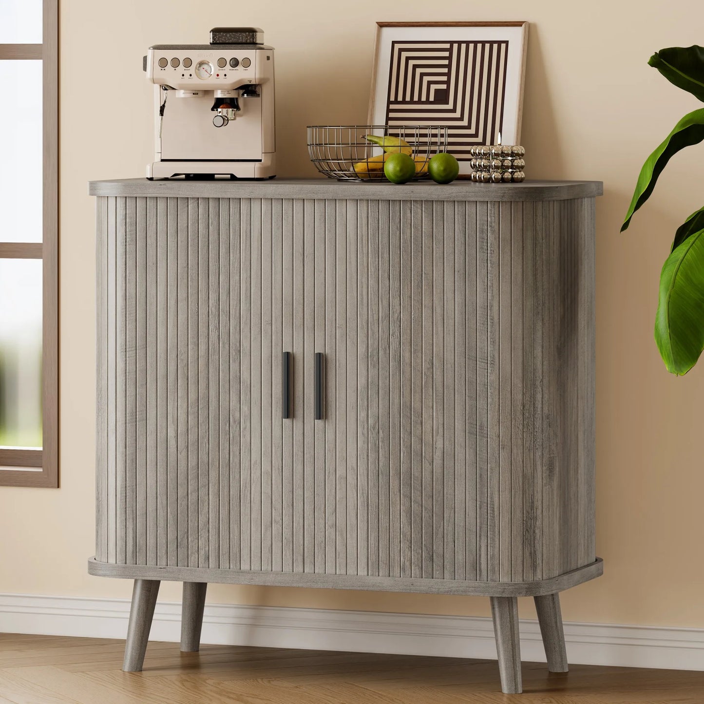 31.5" Sideboard Buffet Cabinet with Storage, Sliding Door & Adjustable Shelf, Modern Accent Coffee Bar Console Table for Kitchen, Entryway