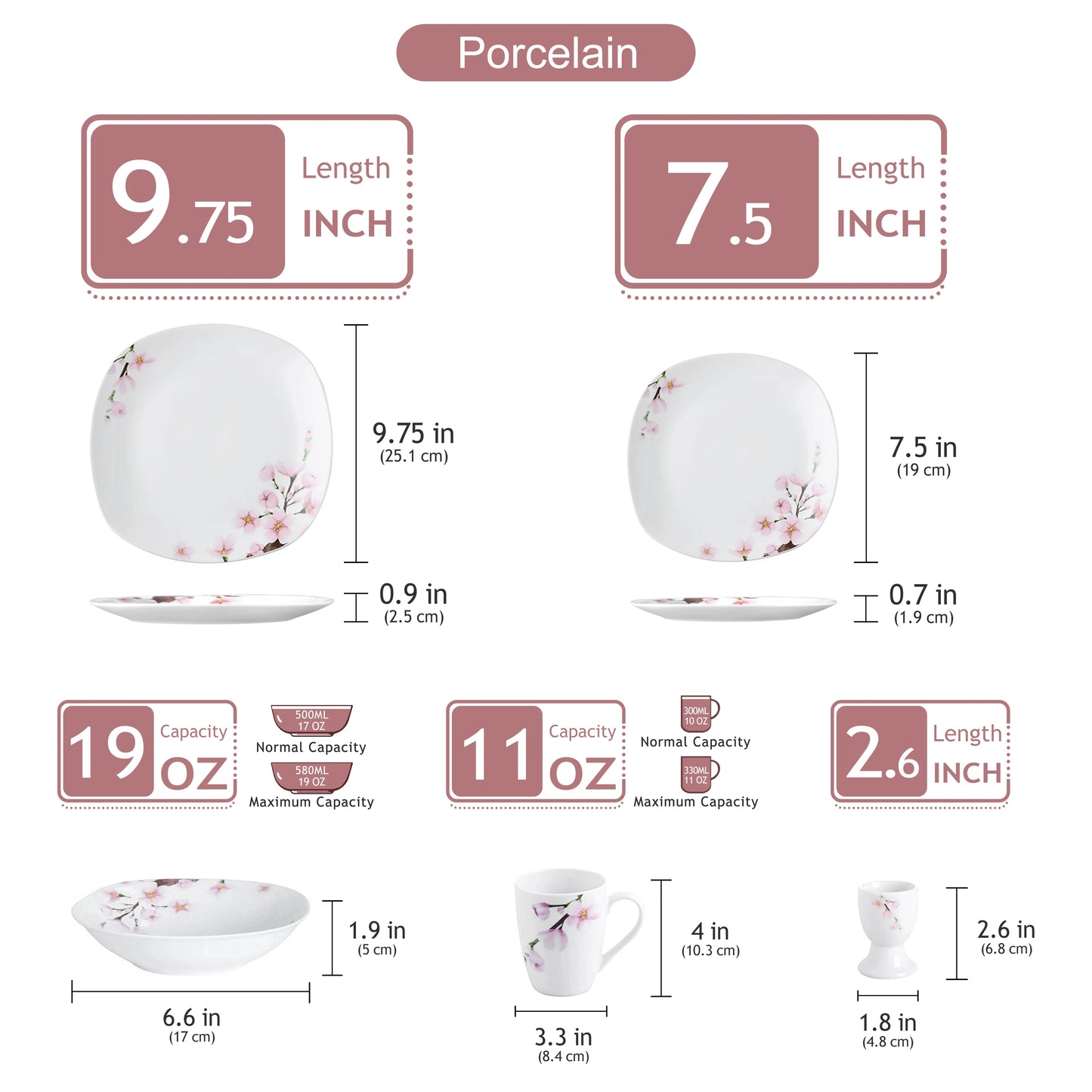 MALACASA 30-Piece Porcelain Dinnerware Set Service for 6