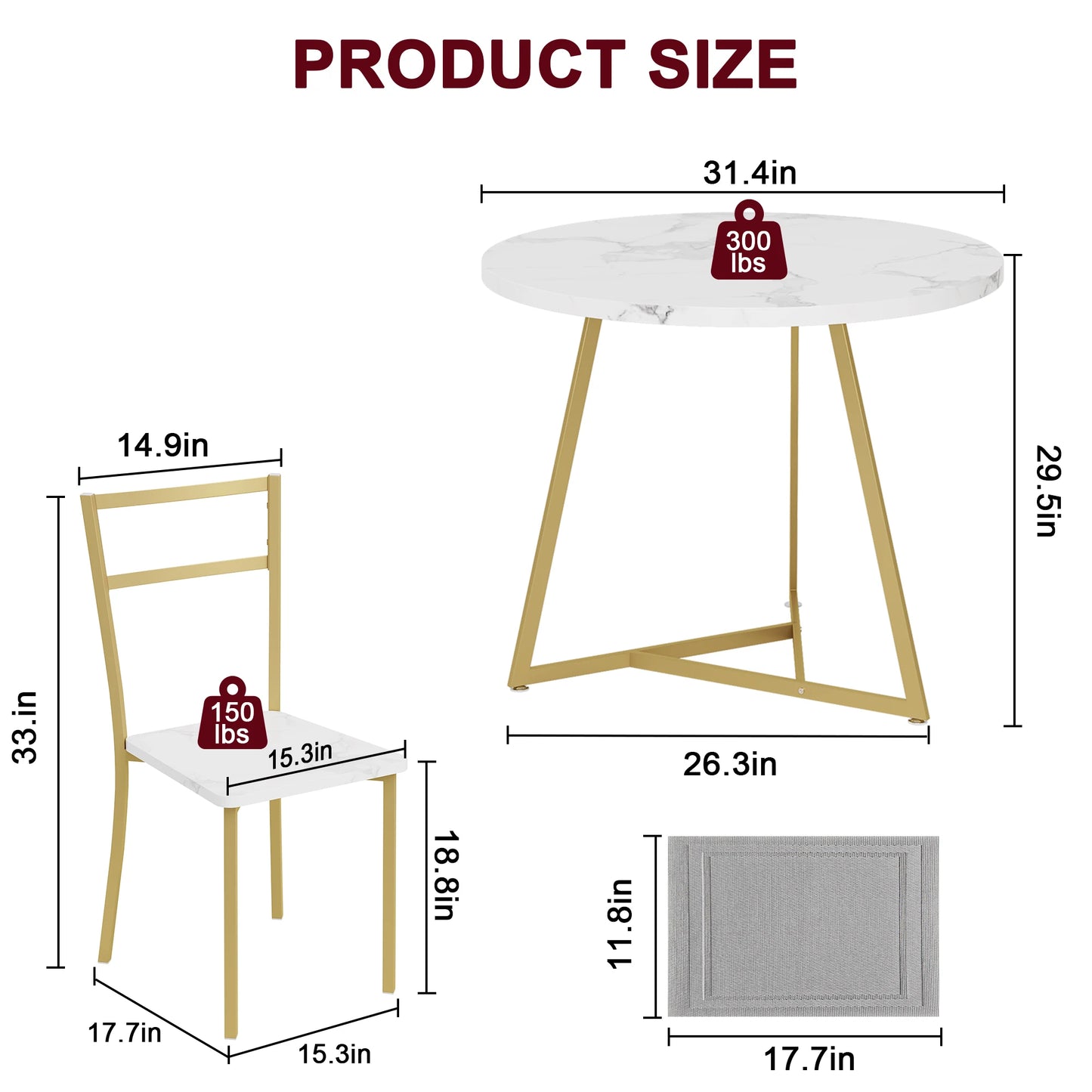 HiMISS Round Dining Table With Chairs Set For Small Space