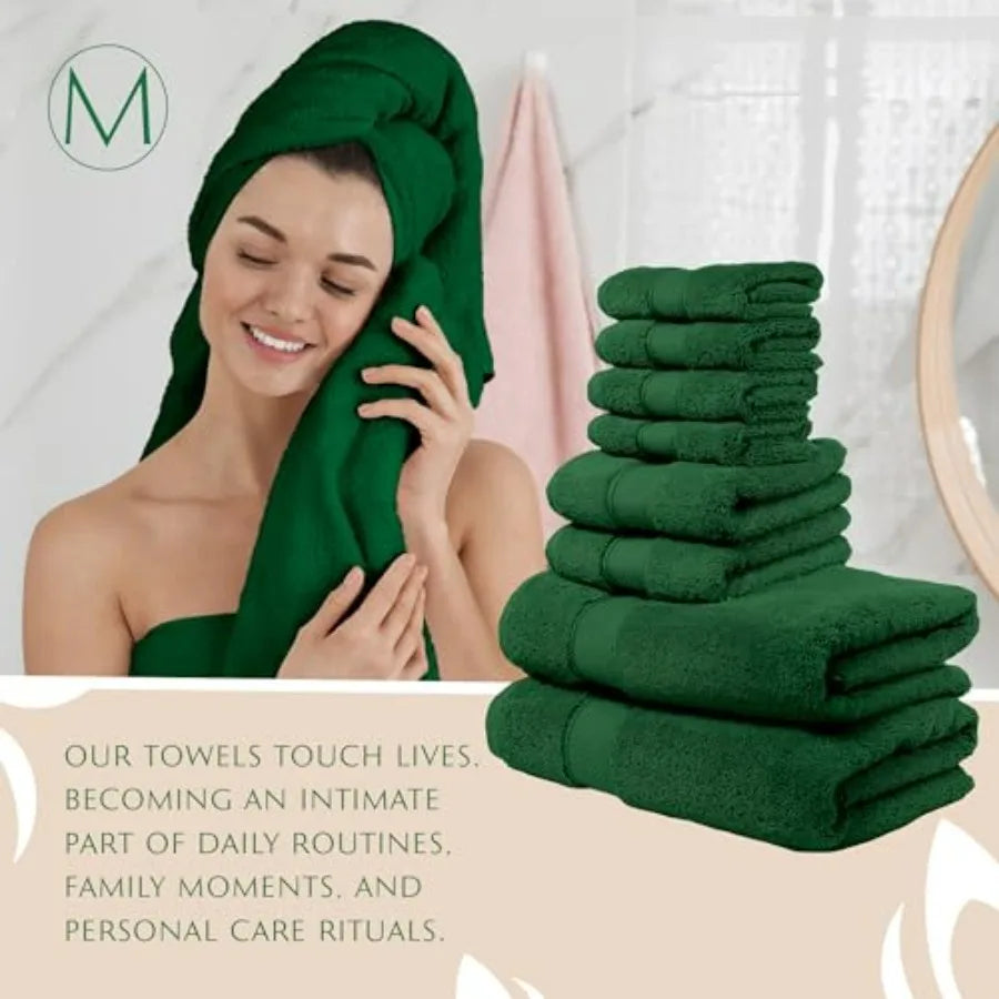 Turkish Cotton Bath Towel Set Of 8 Thick Plush Towels