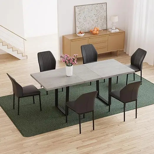 Mid-Century Extendable Dining Table Set With Upholstered Chairs