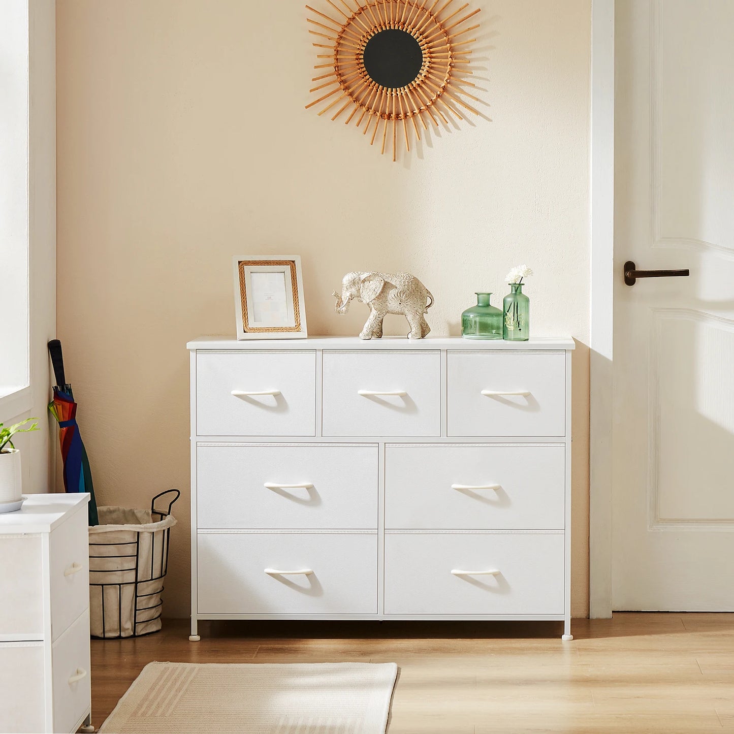 JHK Modern Wardrobe Chest With Fabric Drawers For Bedroom Storage