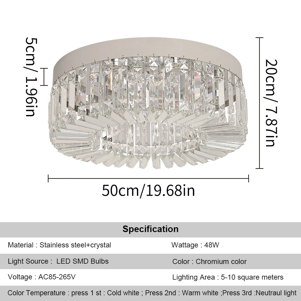VETRULUS Crystal Ceiling Lamp Gold Modern Chandelier For Living Room