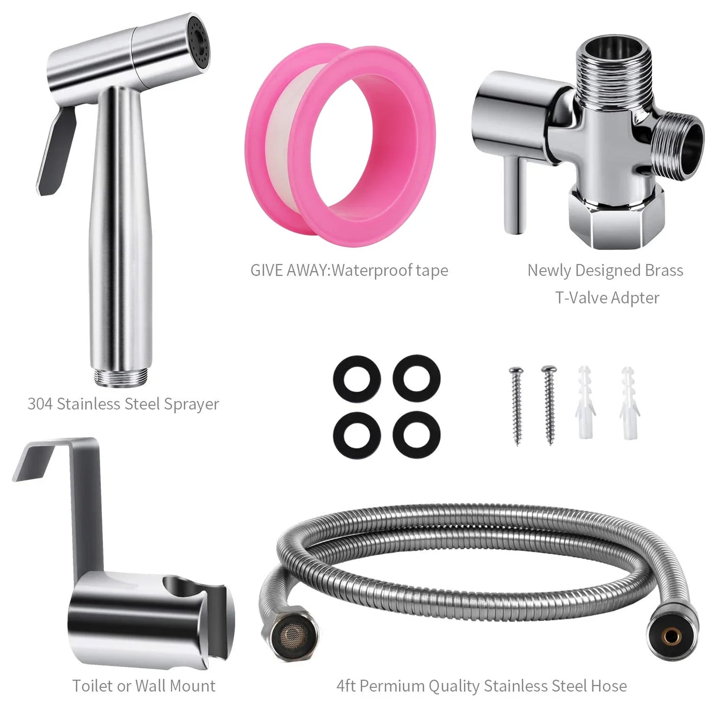 Handheld Toilet Bidet Sprayer Adjustable Water Pressure Kit