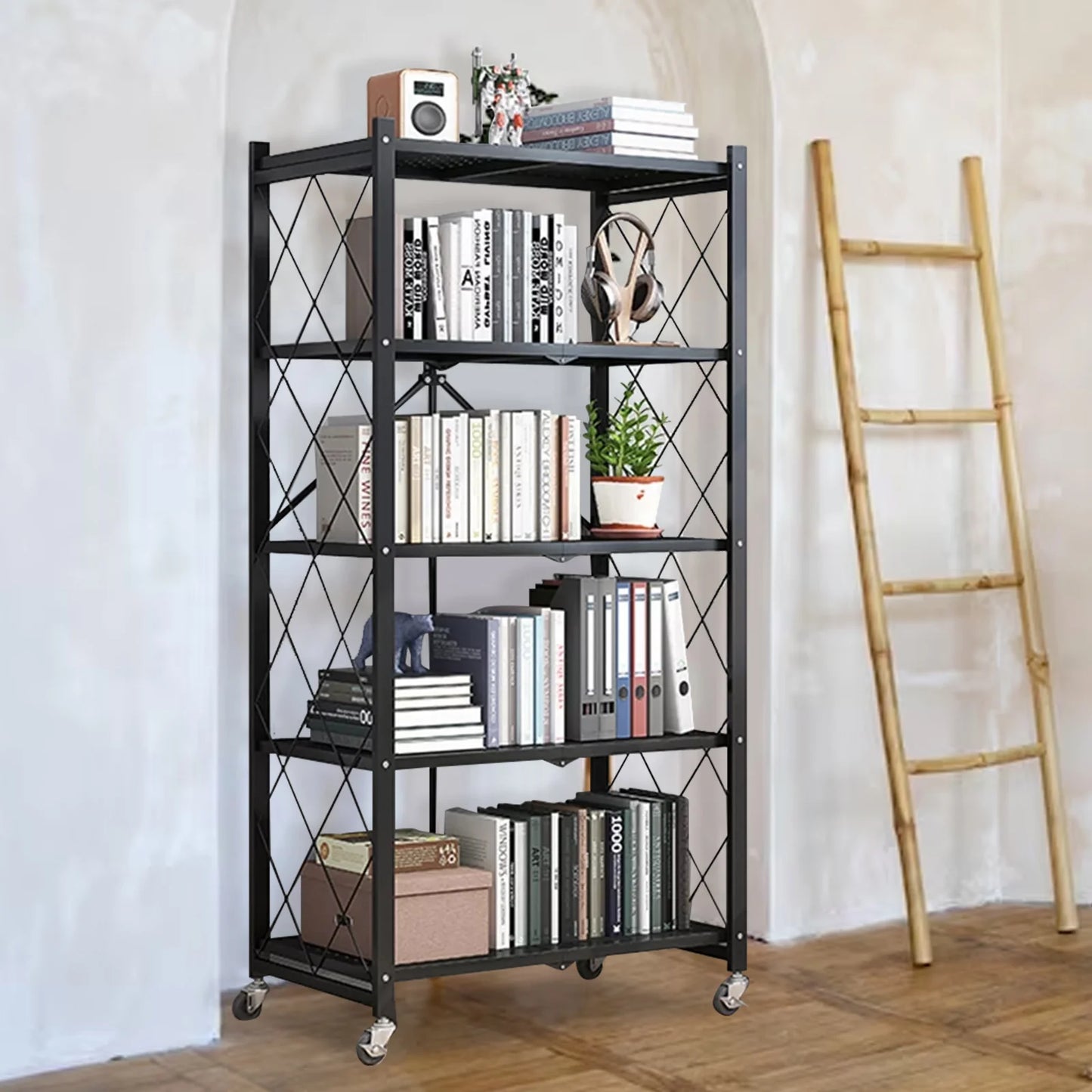 Storage Shelving 5 Tier With Wheel Unit Metal Shelf
