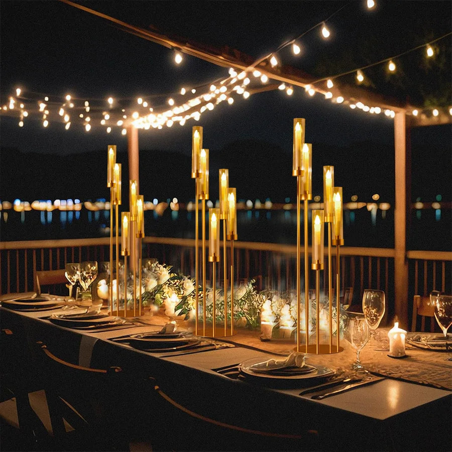 VINCIGANT Floor Candelabra 5 Arm LED Candle Holder Acrylic Lampshade