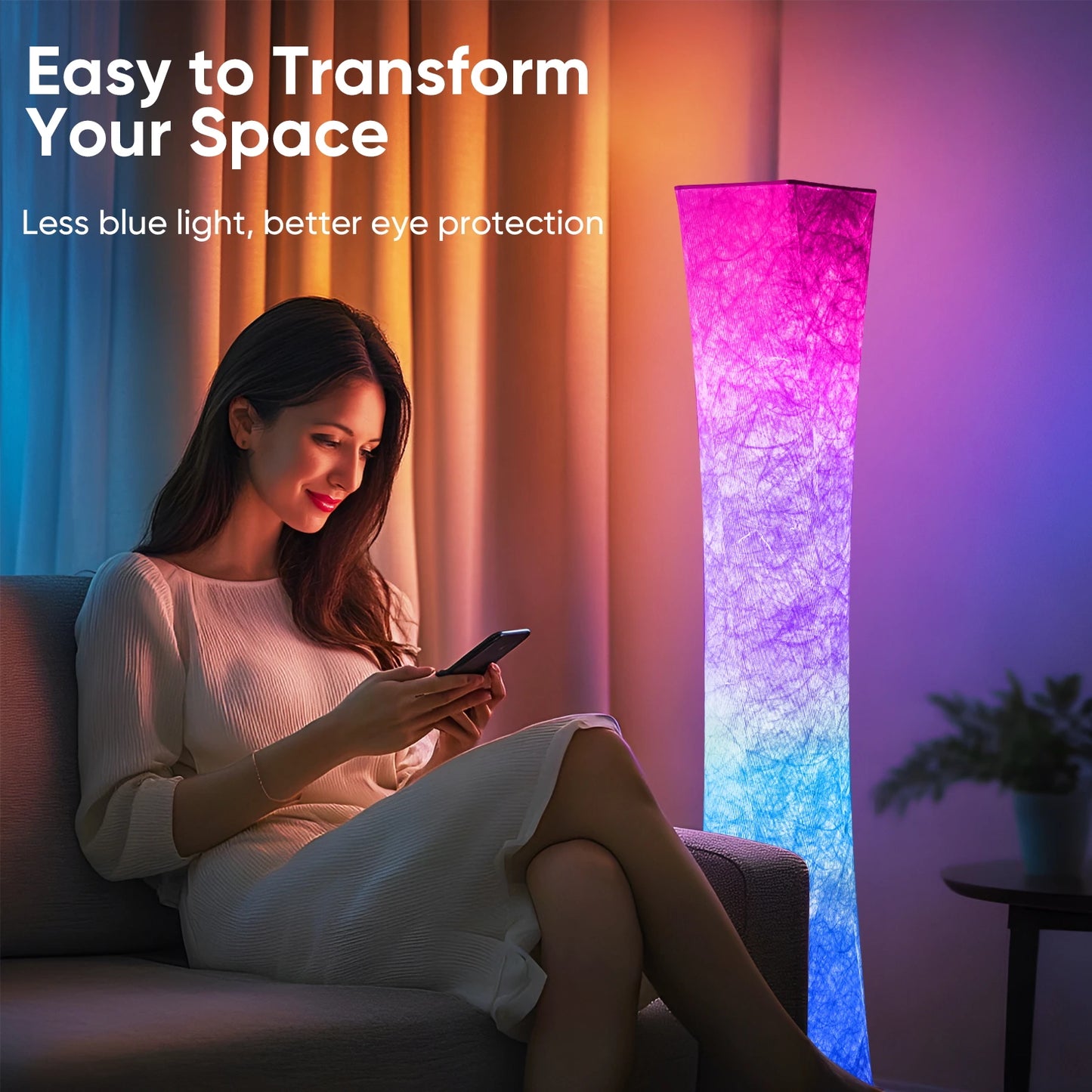 Simple Design Floor Lamp With 16 RGB LED Tyvek Shade