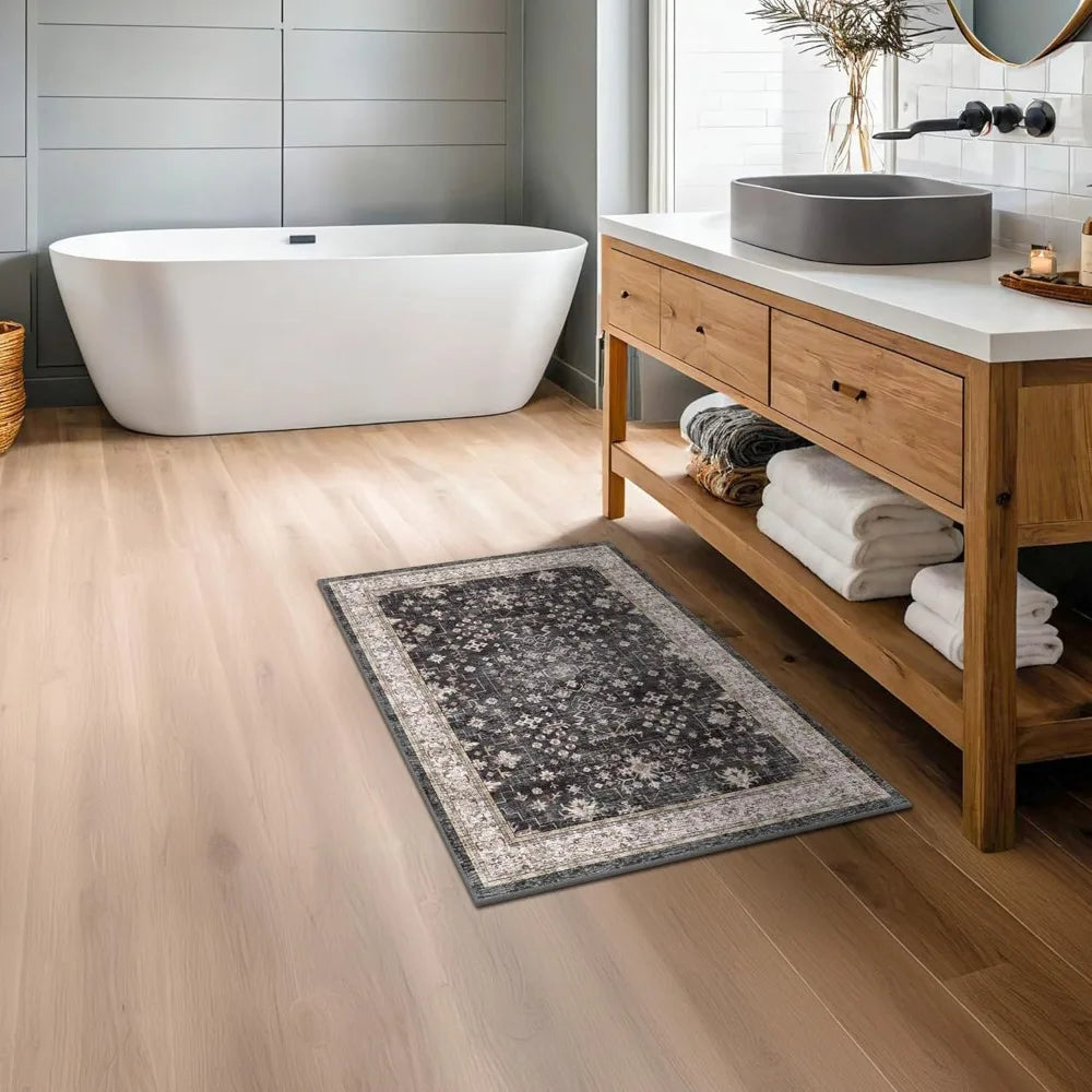 Washable Entry Rug With Non Slip Rubber Backing For Entryways