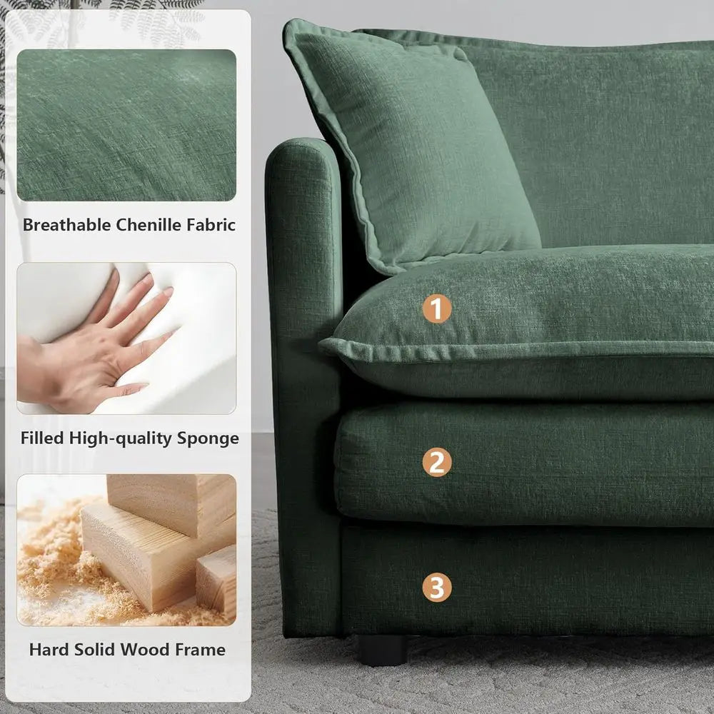 Luxurious 3 Piece Sofa Set With Removable Ottoman Storage