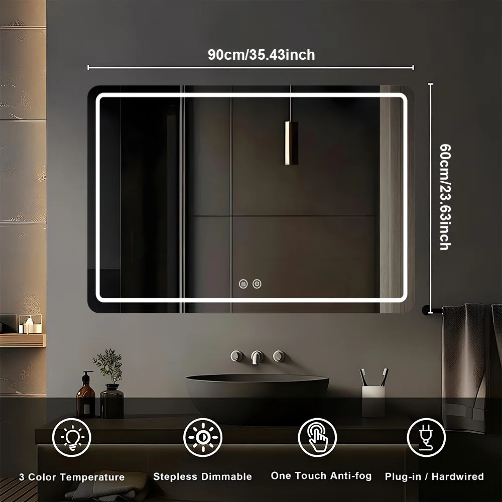 MYGIIVOVO LED Backlit Fogless Wall Mounted Mirror With Demister