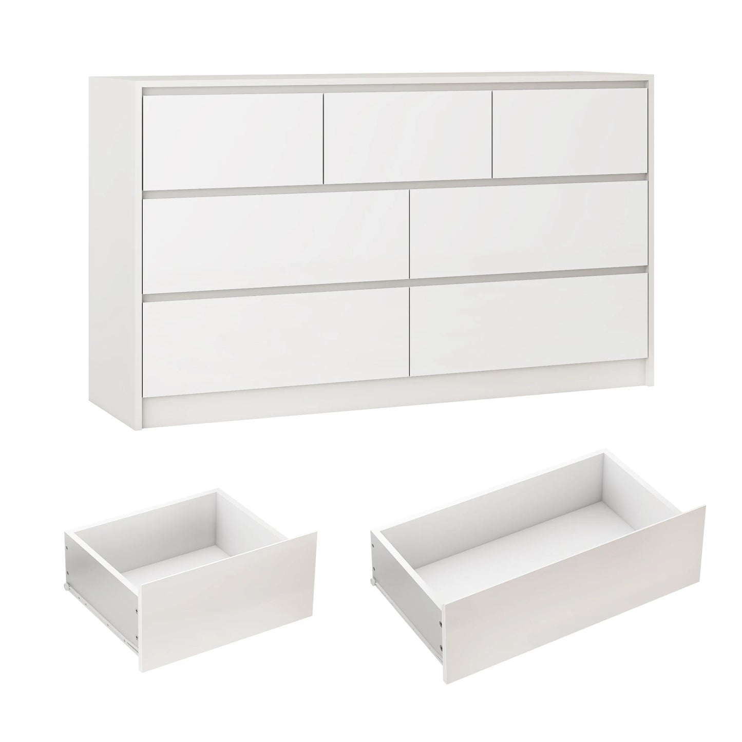 QiaoShiRen 7-Drawer Dresser Modern Wood Chest With High Gloss Drawers