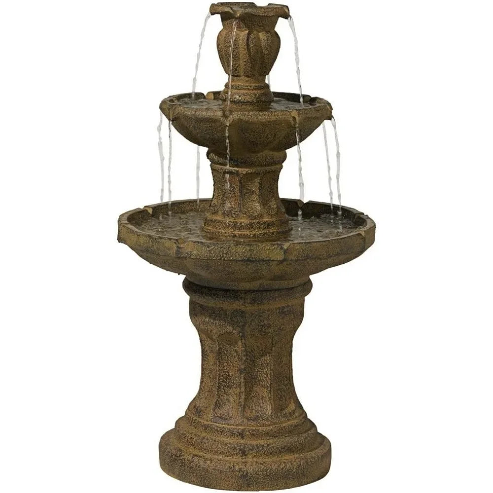Rustic Outdoor Three Tier Floor Fountain For Garden And Lawn