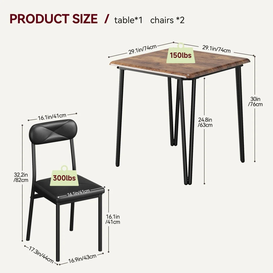 HiMISS Dining Table For 2 Wood Space Saving Modern Dinette