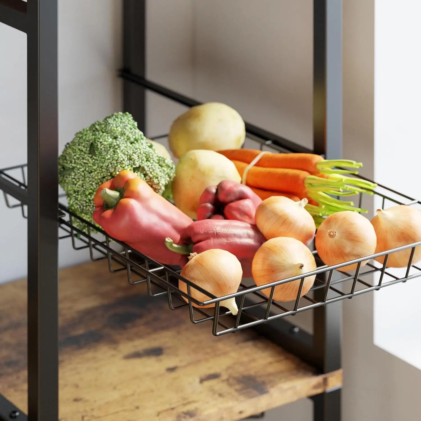 Industrial Bakers Rack With Storage Cabinets And Power Outlet