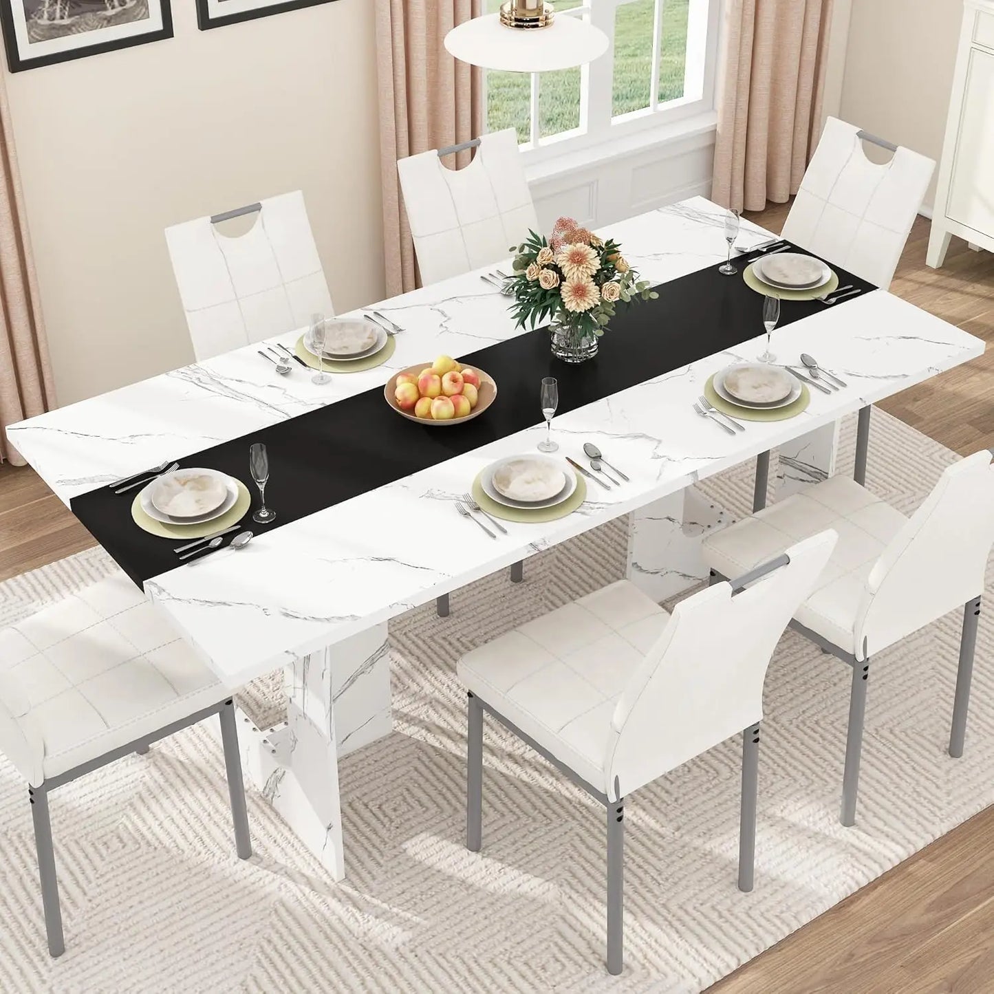 BIANXIANG Solid Wood Farmhouse Dining Table For Kitchen And Dining