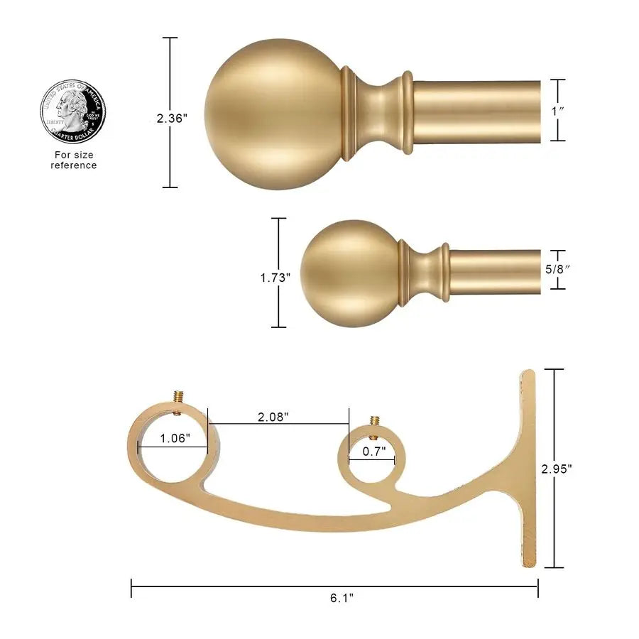 Double Curtain Rod Set With Adjustable Front Rods And Finials