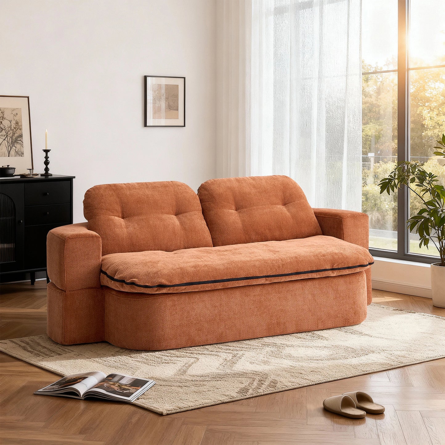 79" Convertible Sleeper Couch Bed, 2-in-1 Folding Sofa Bed with Pillow Blanket Loveseat Boneless Couches for Living Room Sofas