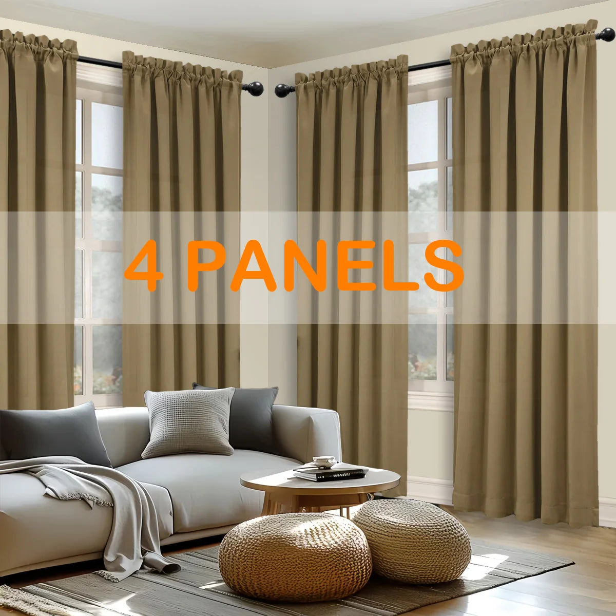 Sabalonica Light Filtering Curtains 4 Pack Fade Resistant Rod Pocket