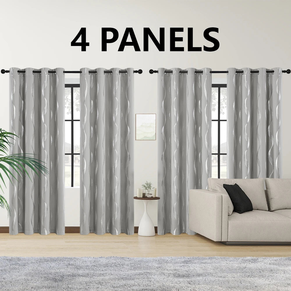 4 Piece Blackout Curtains With Grommet Thermal Insulated Bedroom