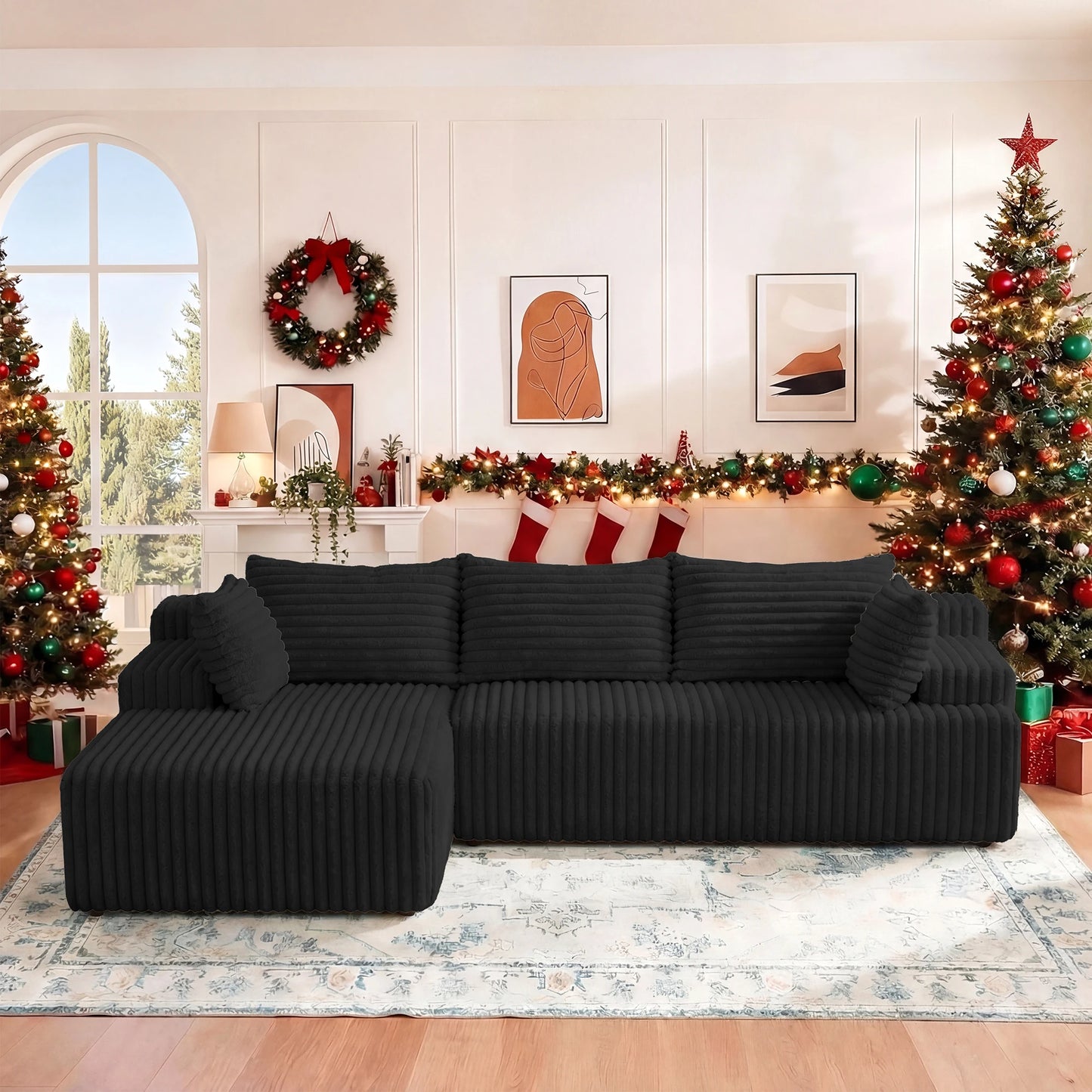 Redlife L Shape Corduroy Sectional Sofa Cloud Like Couch