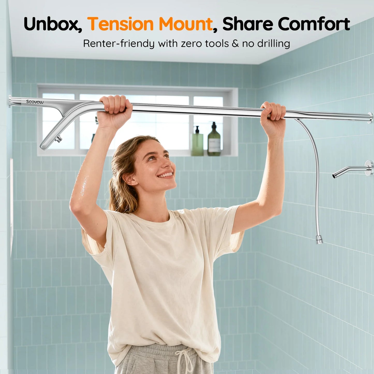Dual Shower Head System For Two People Stainless Steel