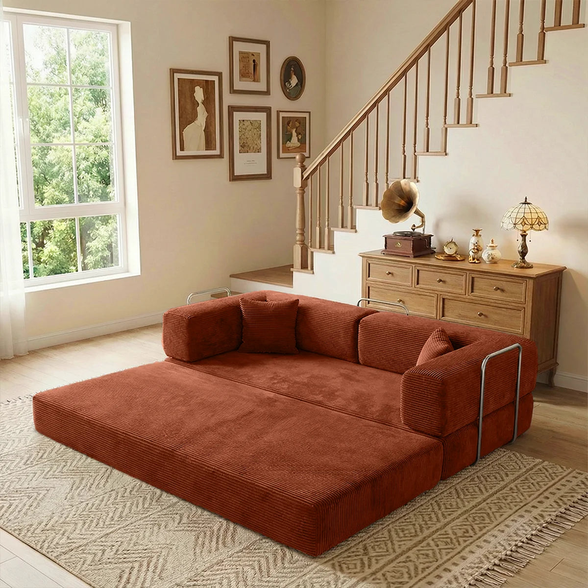 YQzyphyna Futon Sofa Bed 4In1 Convertible Loveseat