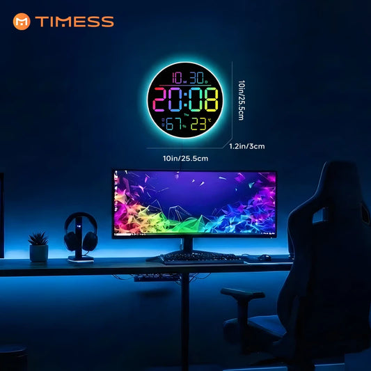 TIMESS RGB LED Digital Wall Clock With Remote Control