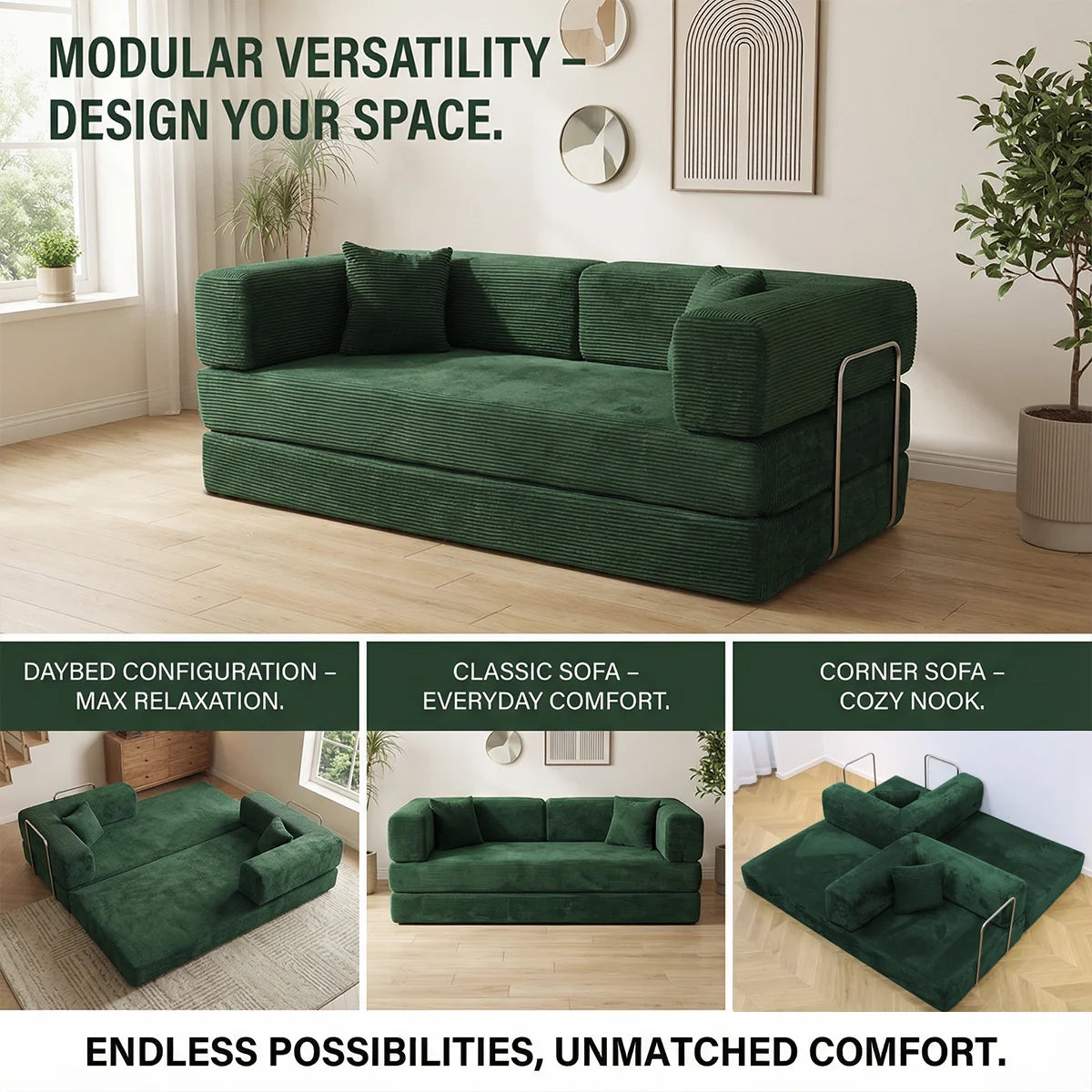 YQzyphyna Futon Sofa Bed 4In1 Convertible Loveseat