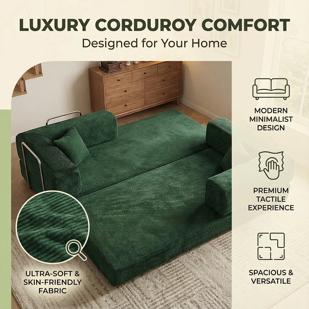 YQzyphyna Futon Sofa Bed 4In1 Convertible Loveseat