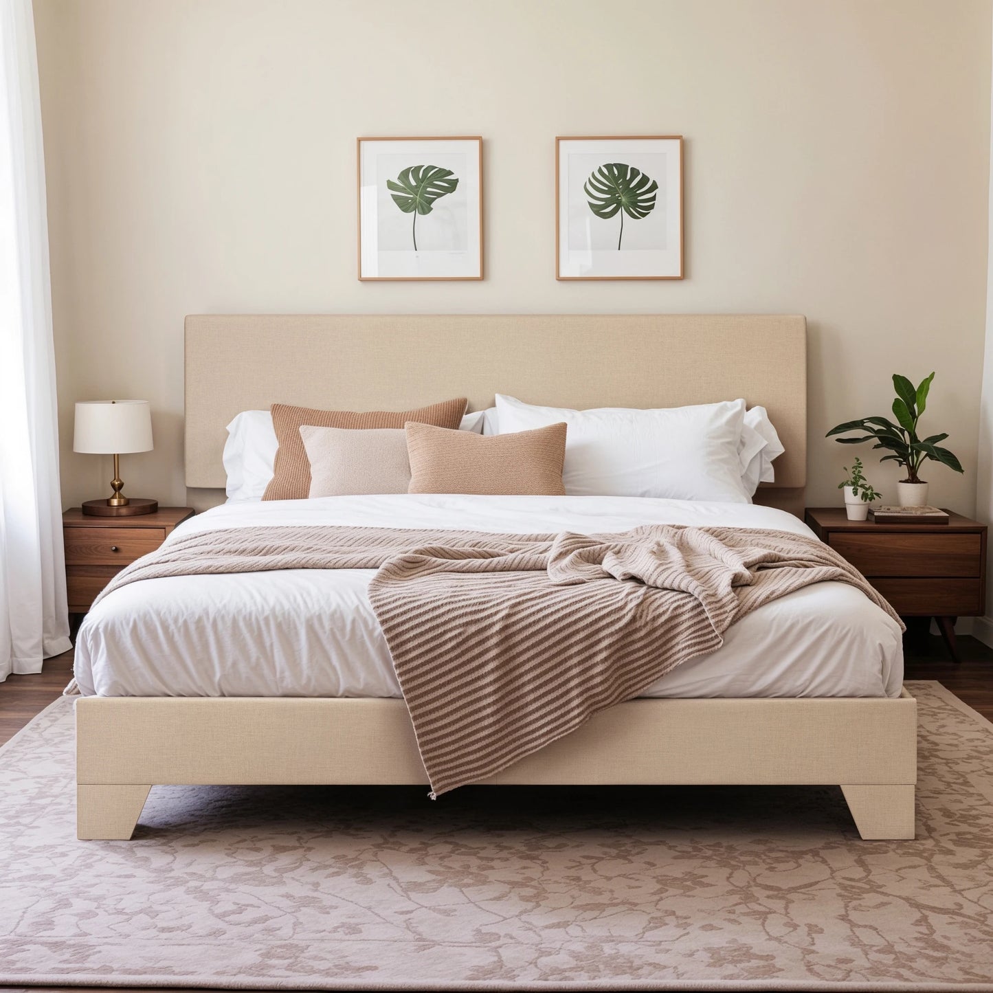 HOOMIC Upholstered Bed Frame With Adjustable Headboard Noise Free