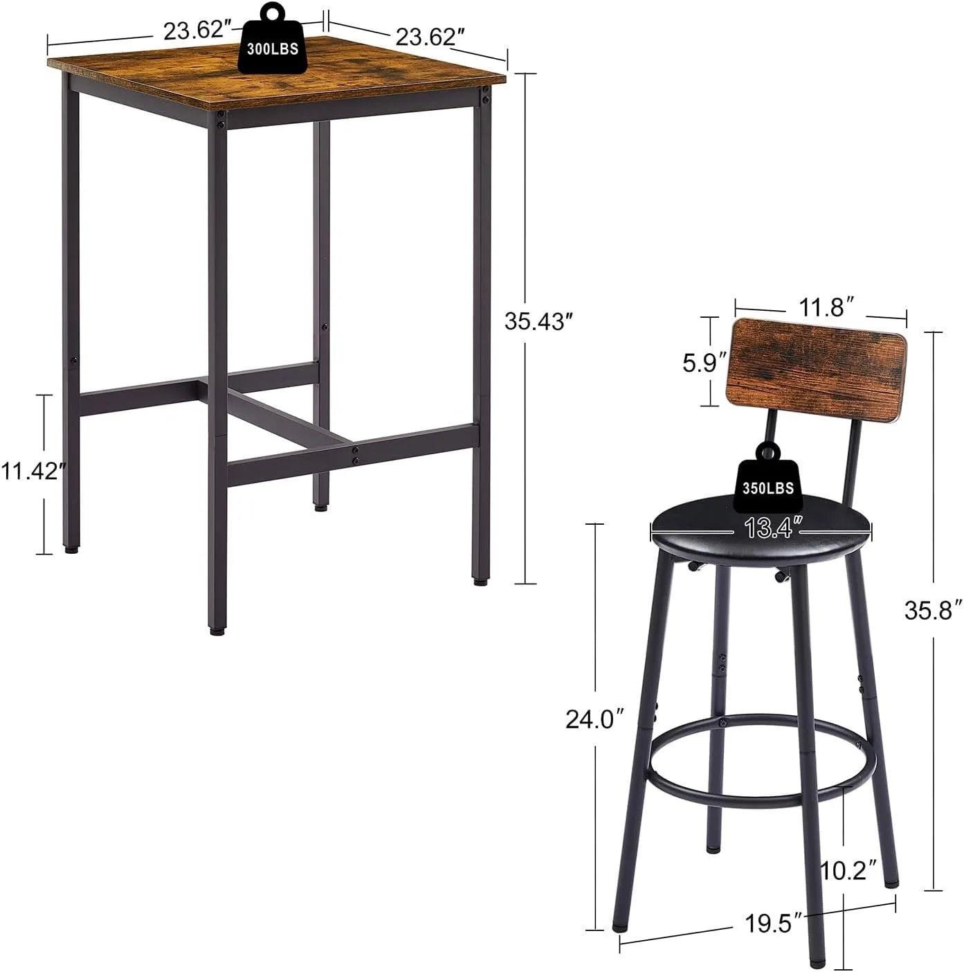 Counter Height Dining Set For Two With Table And Chairs