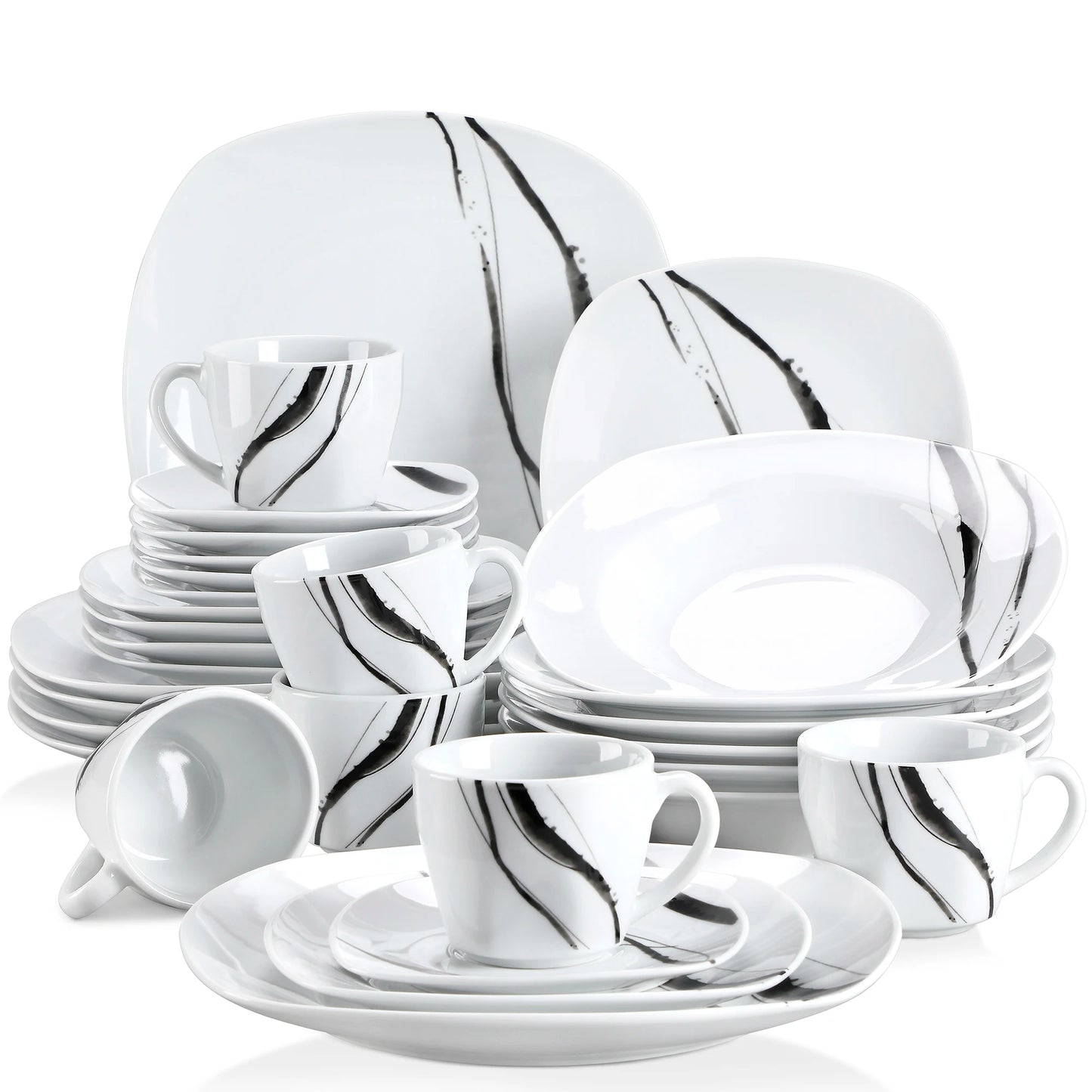 MALACASA Teresa Porcelain Dinnerware Set 30 60 Piece Cups Saucers