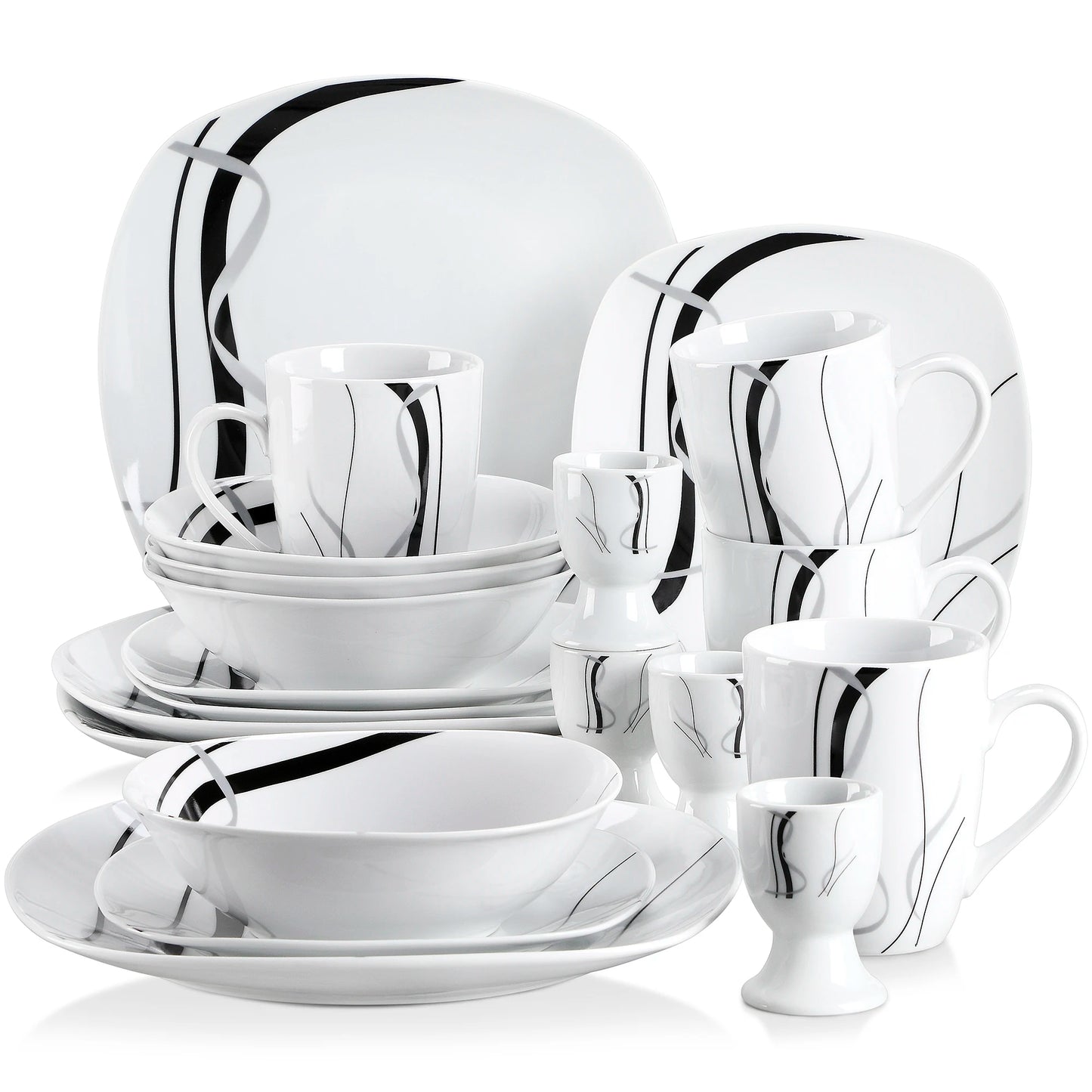 Malacasa Fiona Porcelain Dinnerware Set With Egg Cup Mug Bowl