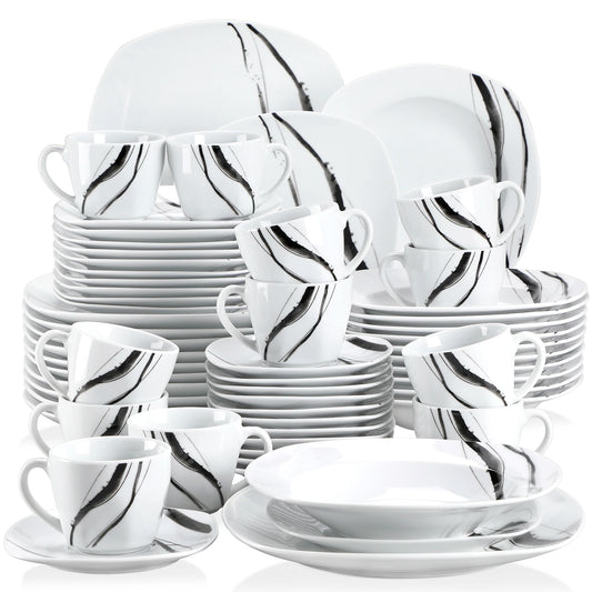 MALACASA Teresa Porcelain Dinnerware Set 30 60 Piece Cups Saucers