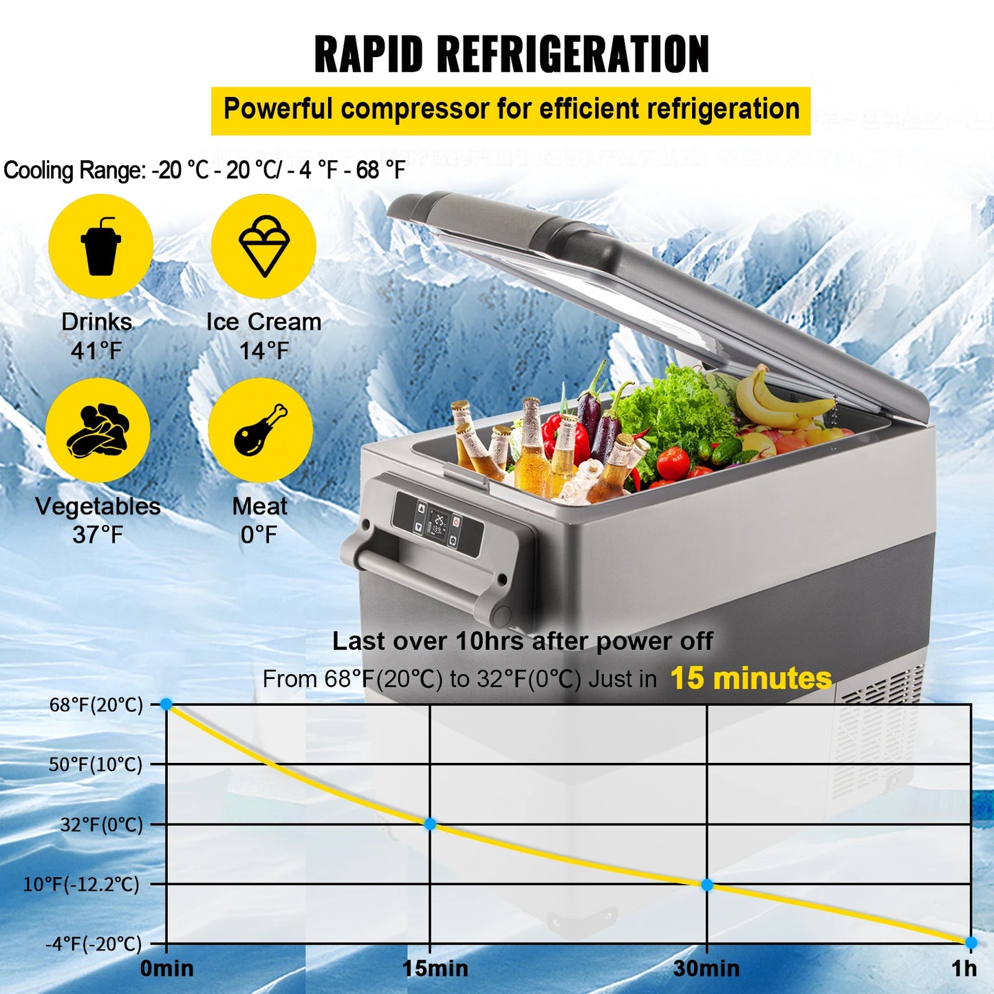 SucceBuy Portable Car Refrigerator Freezer Cooler Compressor 110-240V Camping