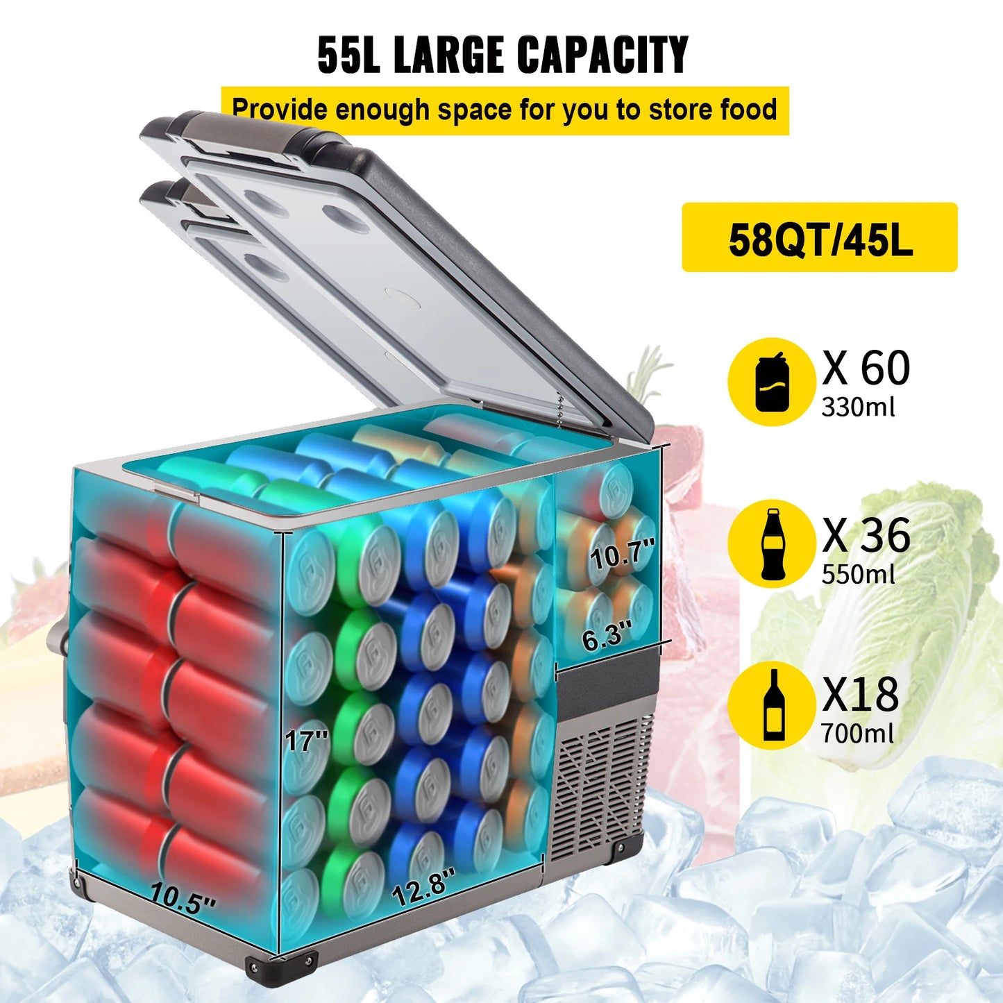 SucceBuy Portable Car Refrigerator Freezer Cooler Compressor 110-240V Camping