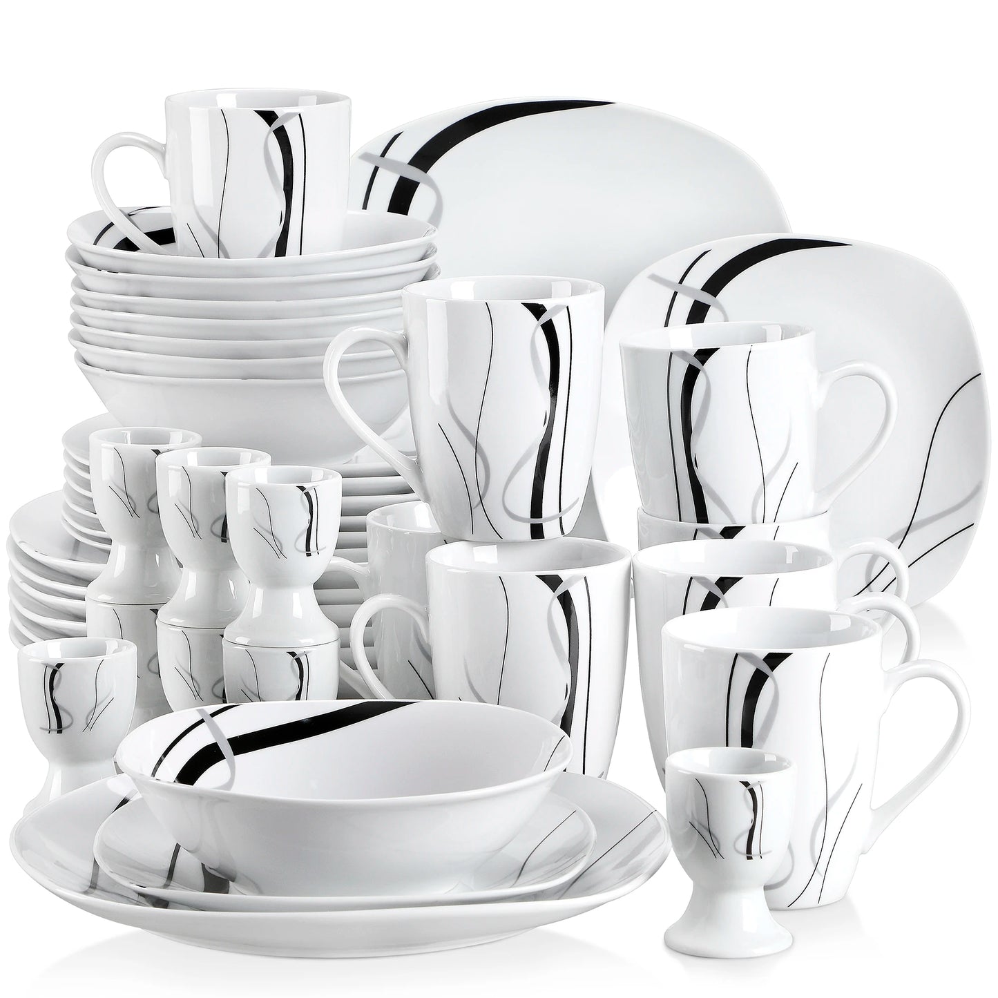 Malacasa Fiona Porcelain Dinnerware Set With Egg Cup Mug Bowl
