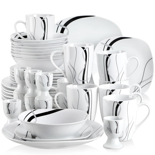 Malacasa Fiona Porcelain Dinnerware Set With Egg Cup Mug Bowl